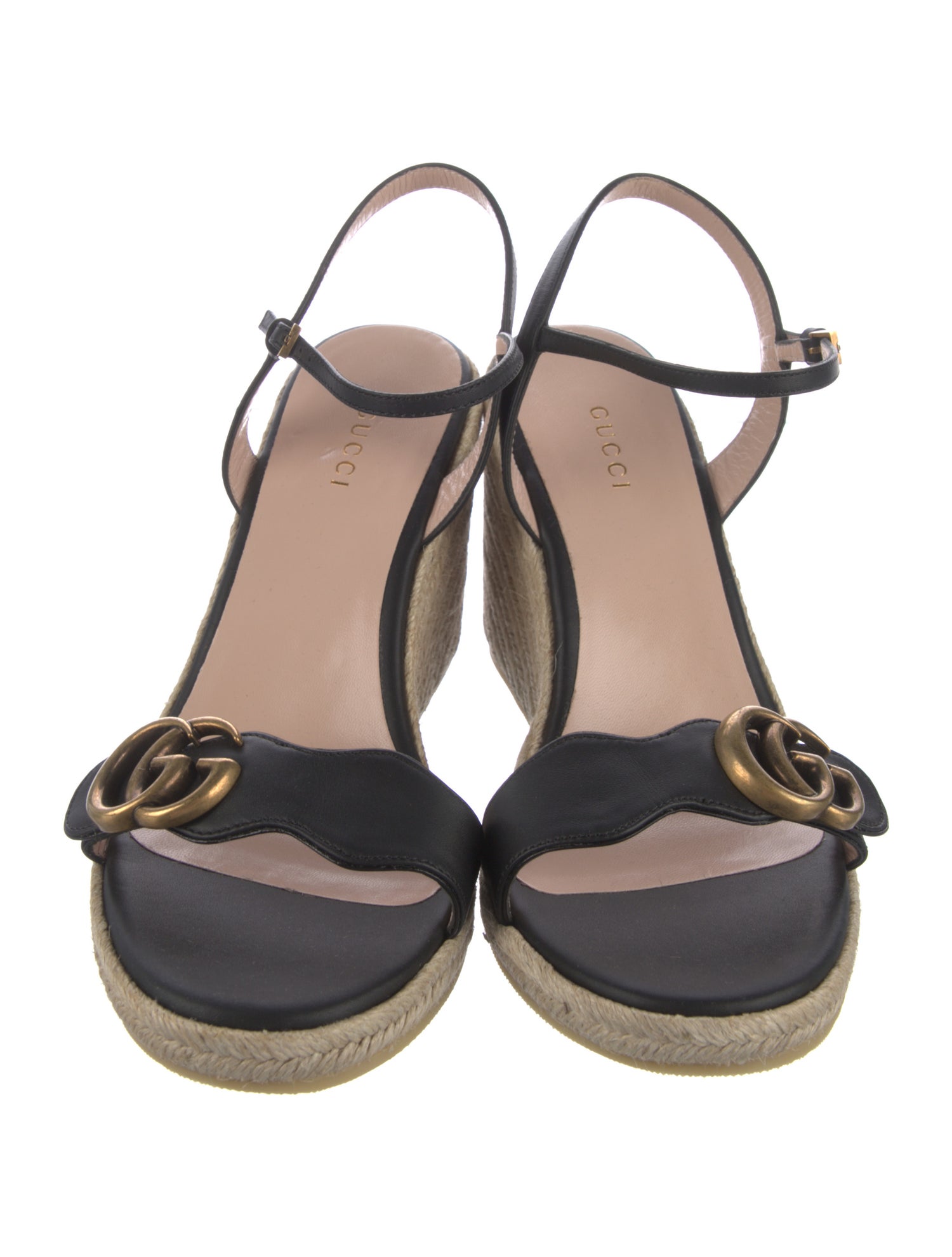 Gucci Double G Logo Leather Espadrilles